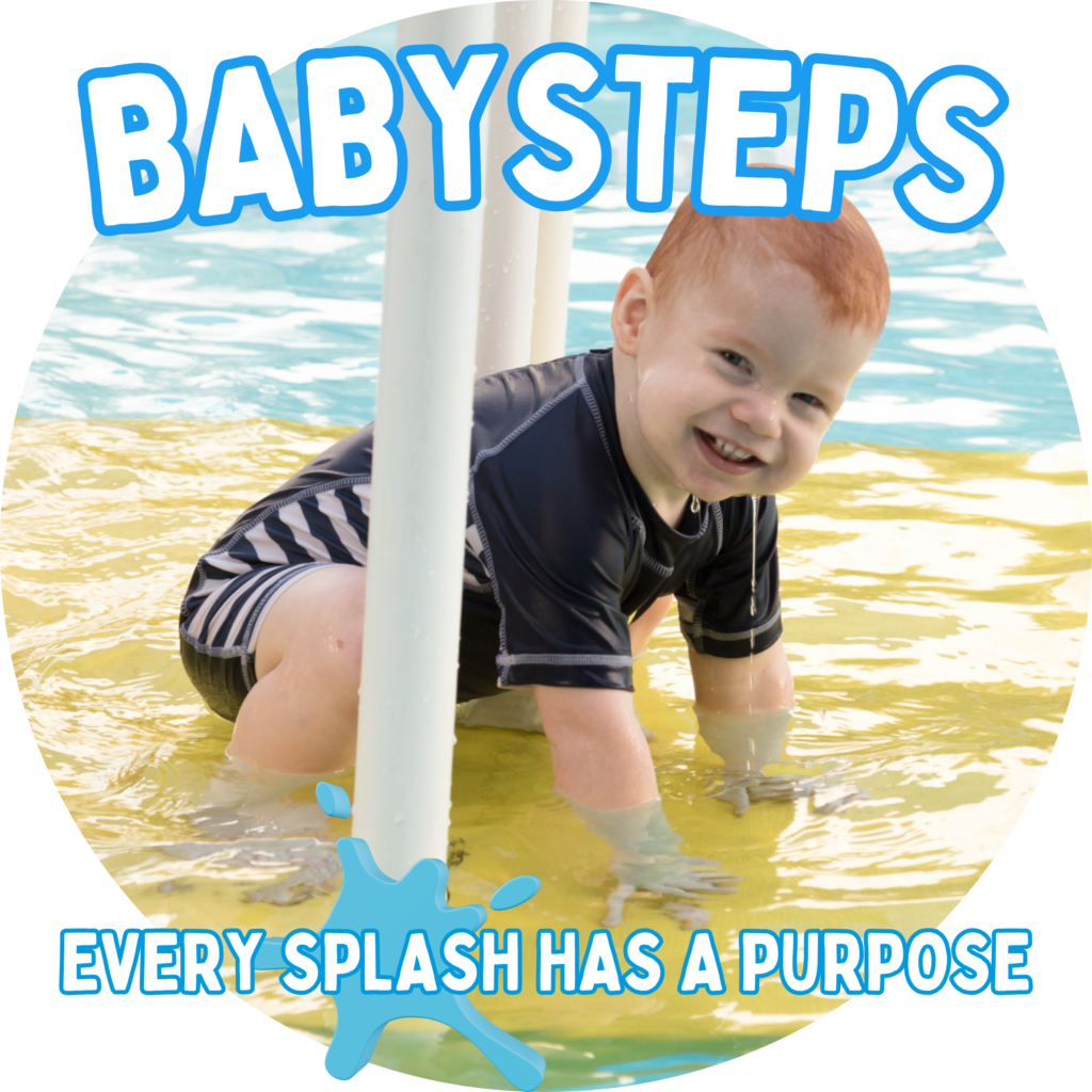 Baby enjoying a swimming lesson in Hampton Swim School's Baby Steps program